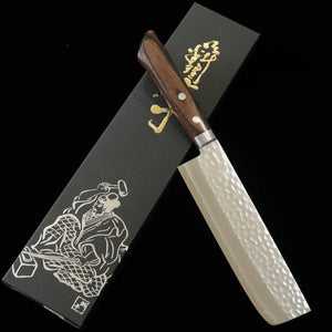 MIURA Kokuryu Nakiri, VG10 Damascus with Brown Ash Handle (170mm)
