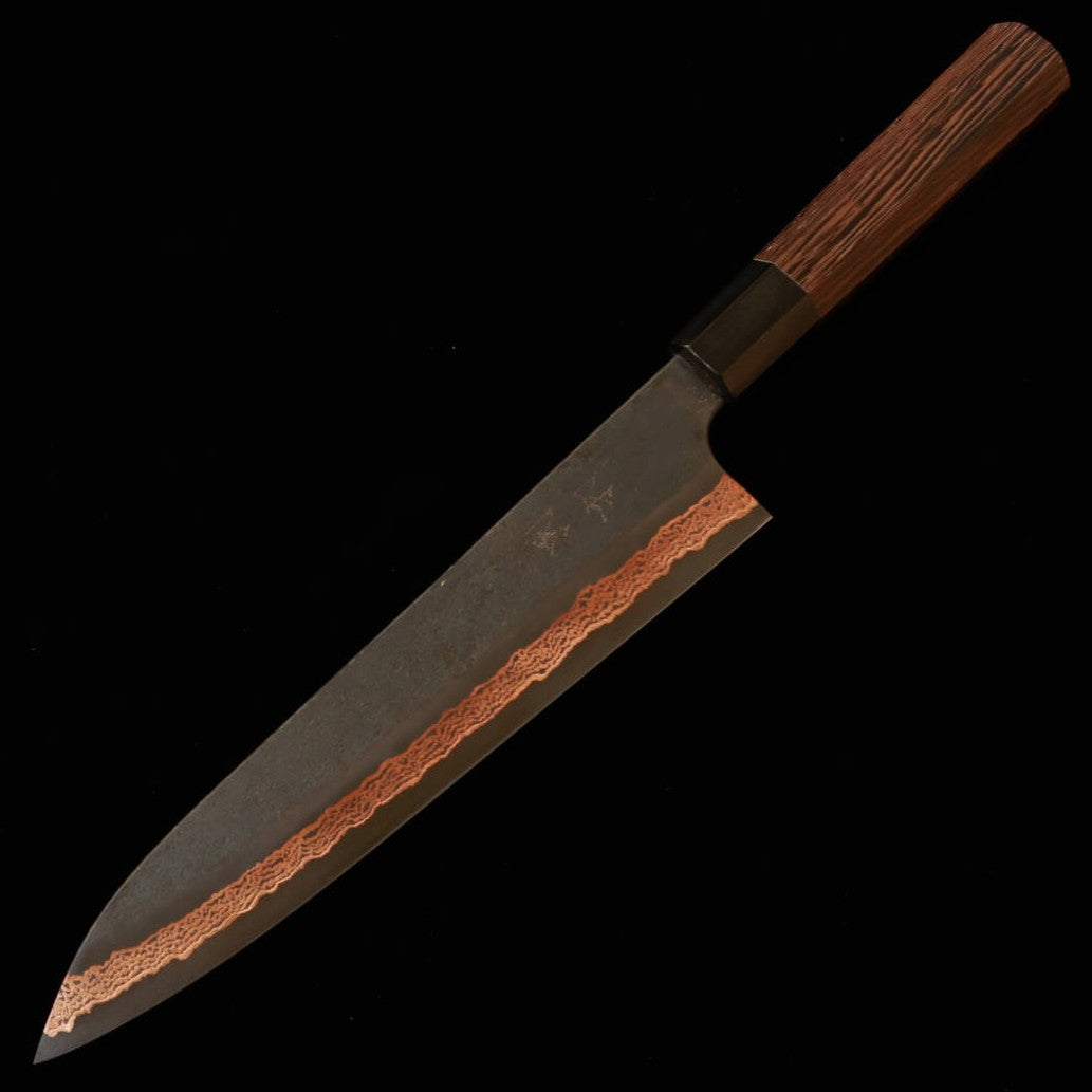 Gyuto HATSUKOKORO Yorokobi SLD Acabado negro, mango de wengué (240mm)