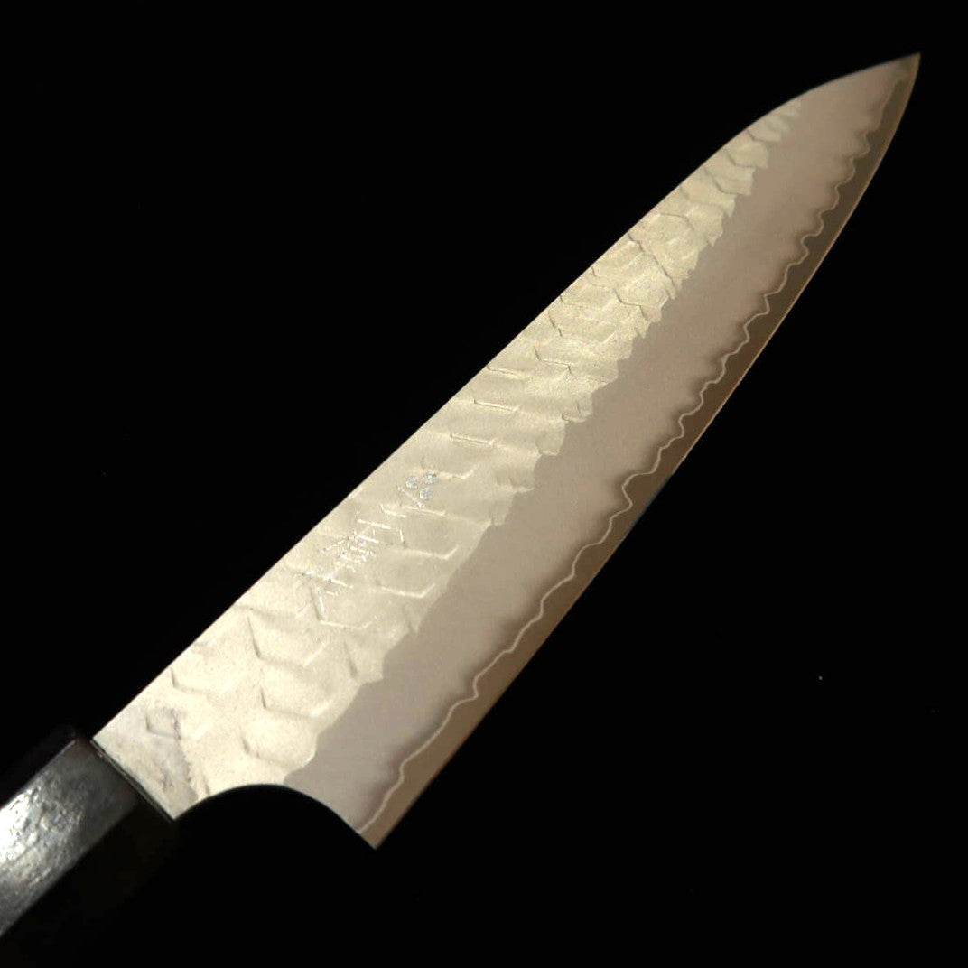 二唐刃物鍛錬所 NIGARA ペティ SG2 磨き 槌目 黒檀一体型柄 （150mm）