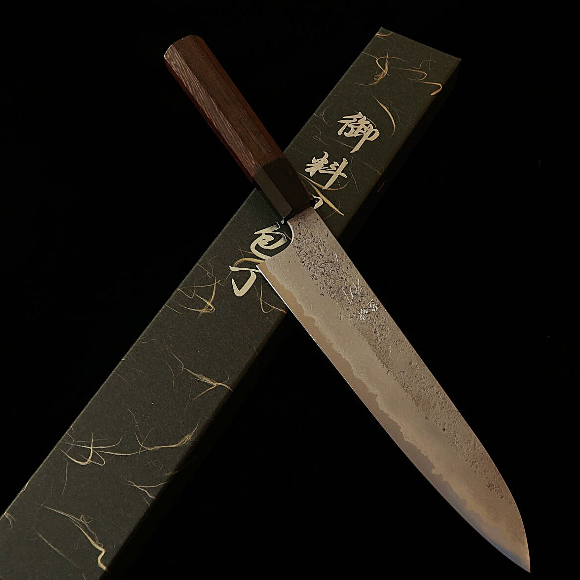 HATSUKOKORO Ryusui Acero azul nº2 Nashiji Damasco Gyuto mango de wengué (240mm)