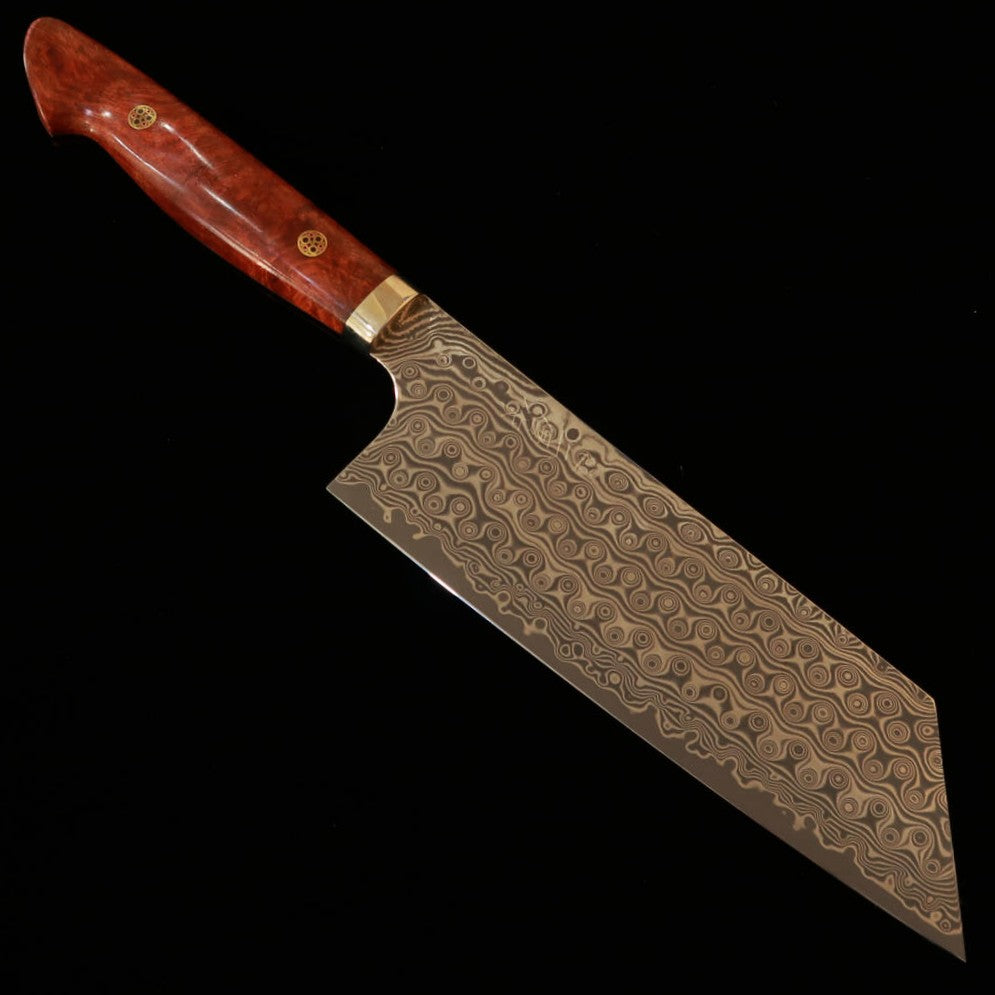 二唐刃物鍛造所 NIGARA 切付菜切 SG2 暗紋 ダマスカス 花梨ハンドル (180mm)