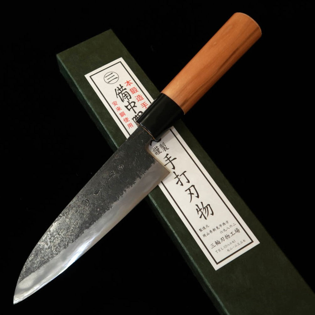 MIWAHAMONO Sabaki Honesuki Knife, Aogami No. 1 Stainless Clad, Sakura Wood Handle (150mm)
