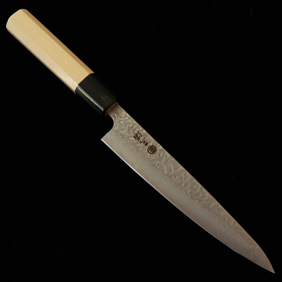 MIURA – Petty AUS10, damas mat martelé, manche octogonal en magnolia et corne de buffle (150 mm)