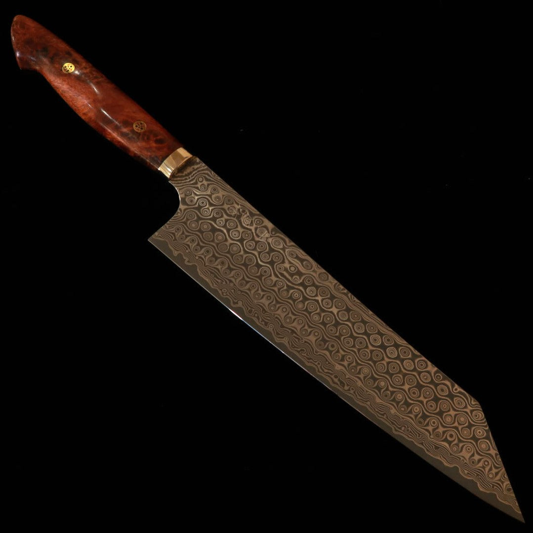 Nigara Hamono Nigara SG2 Padrão Escuro Kiritsuke Gyuto Cabo de Burl de Carvalho (240mm)