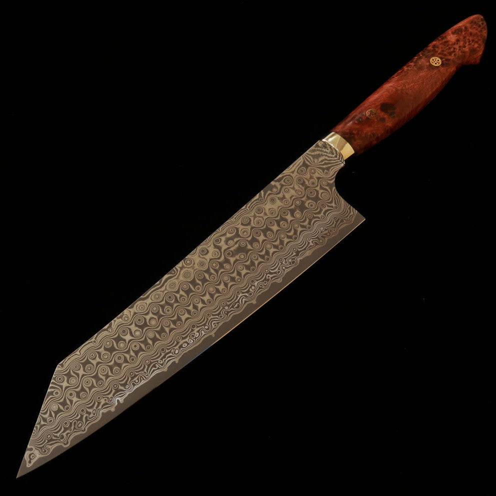Nigara Hamono Nigara SG2 Padrão Escuro Kiritsuke Gyuto Cabo de Burl de Carvalho (240mm)