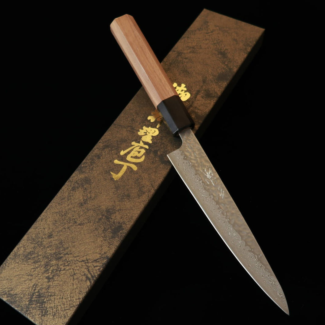 MIURA Petty, AUS10 Tsuchime Damascus, Walnut Octagonal Handle (150mm)