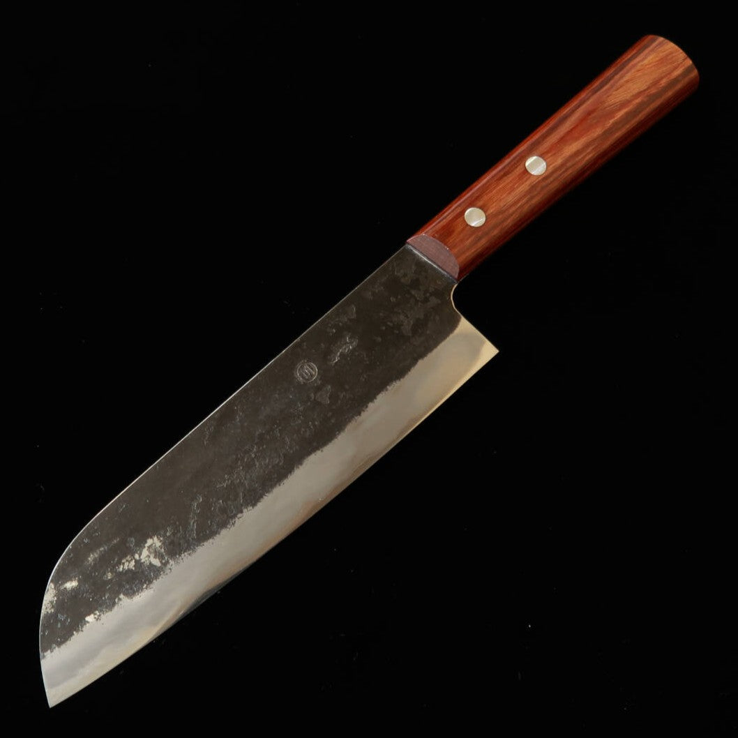 MIWAHAMONO Nakiri Santoku Hybrid, Aogami No. 1 Stainless Clad, Split Wooden Handle (165mm)