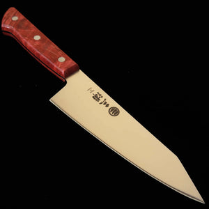 MIURA Kiritsuke Santoku, Stainless Steel, Red Stabilized Wood Handle (160mm)
