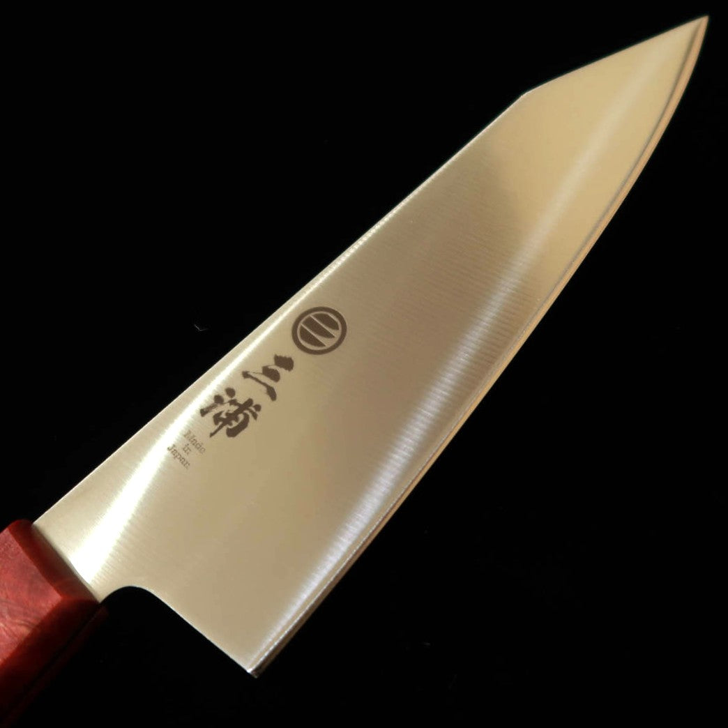 MIURA Miura, santoku kiritsuke inox, manche en bois stabilisé rouge (160 mm)
