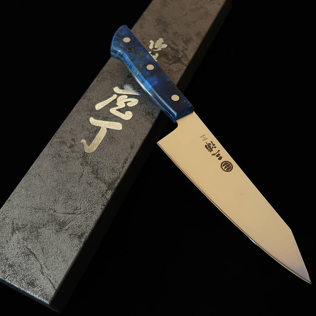 MIURA Miura Kiritsuke Santoku inox cabo de madeira estabilizada azul (160 mm)