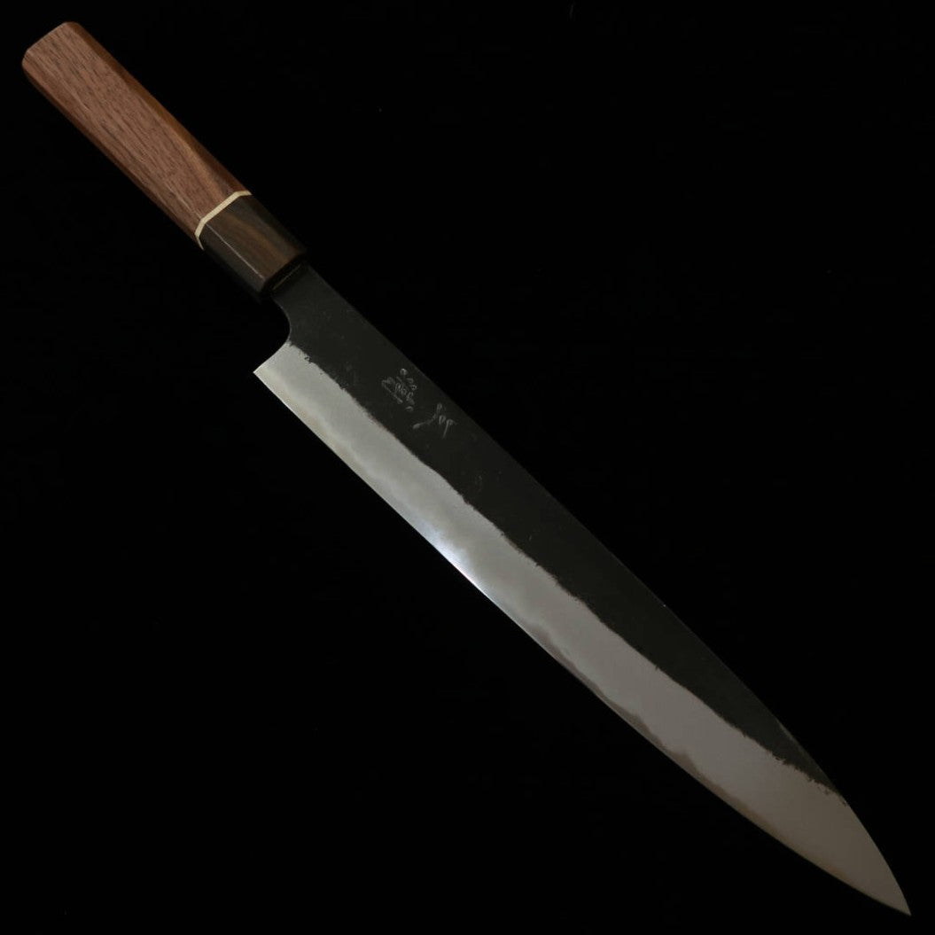 MIURA Miura Genbu hoja blanca nº2, acabado kuro-uchi, sujihiki, mango octogonal de nogal (255mm)