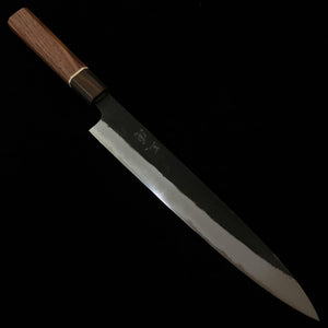 MIURA Genbu Aogami n°2 Finition noire Sujihiki Manche octogonal noyer (255 mm)