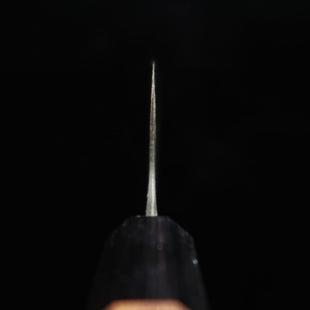 MIURA Bunka, acier bleu n°1, finition noire, manche octogonal en noyer (190 mm)