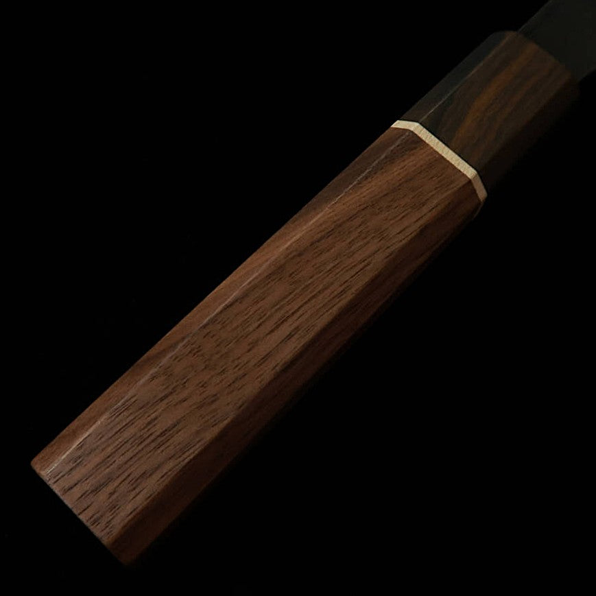 MIURA Miura Genbu hoja blanca nº2, acabado kuro-uchi, sujihiki, mango octogonal de nogal (255mm)