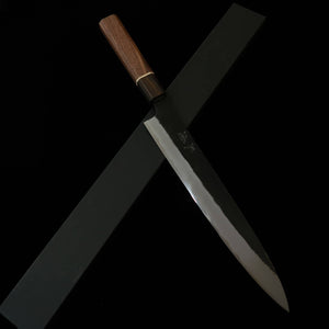 MIURA Genbu Aogami n°2 Finition noire Sujihiki Manche octogonal noyer (255 mm)