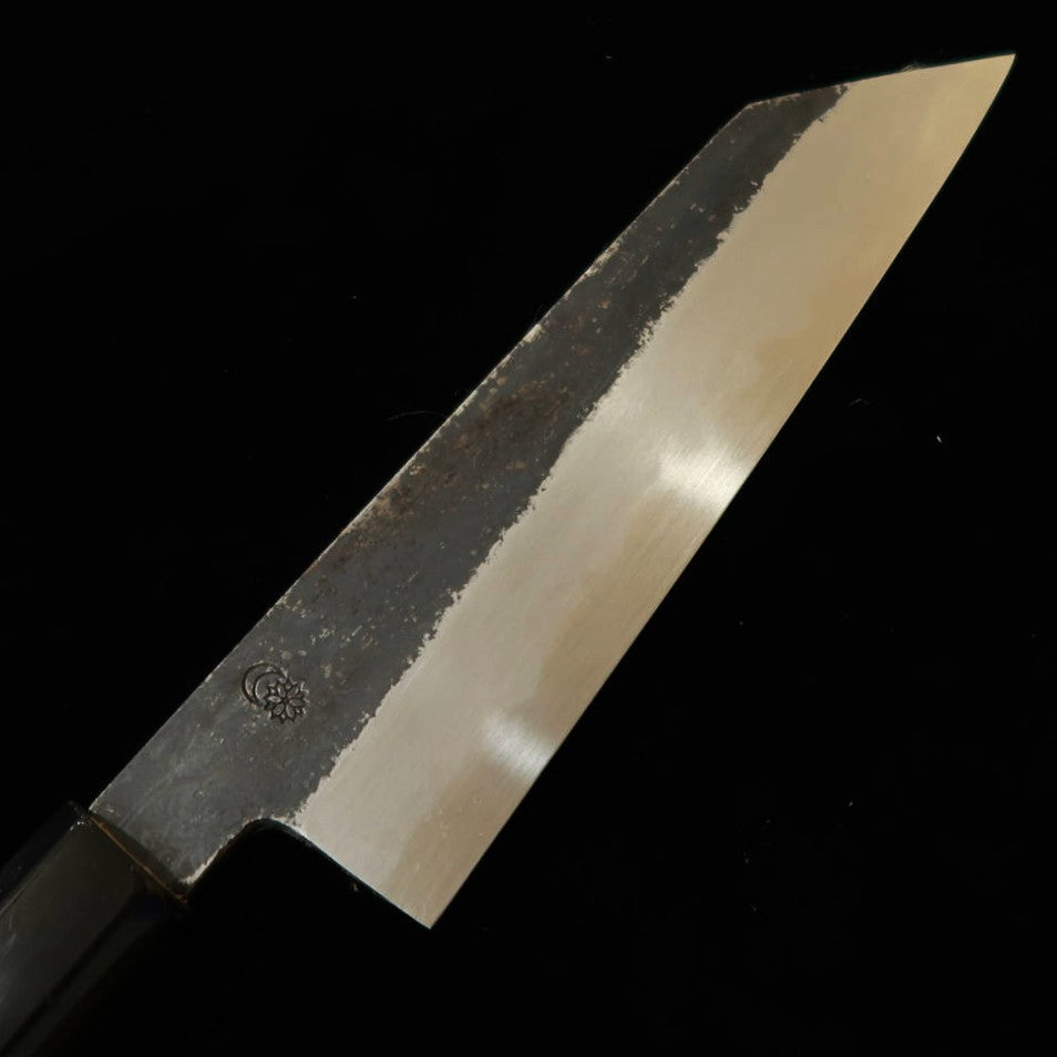 Faca Santoku Sakai Kikuzuki (Sakai Kikumori), estilo Kiritsuke, em aço branco #2, cabo de madeira Ho octogonal (180mm)