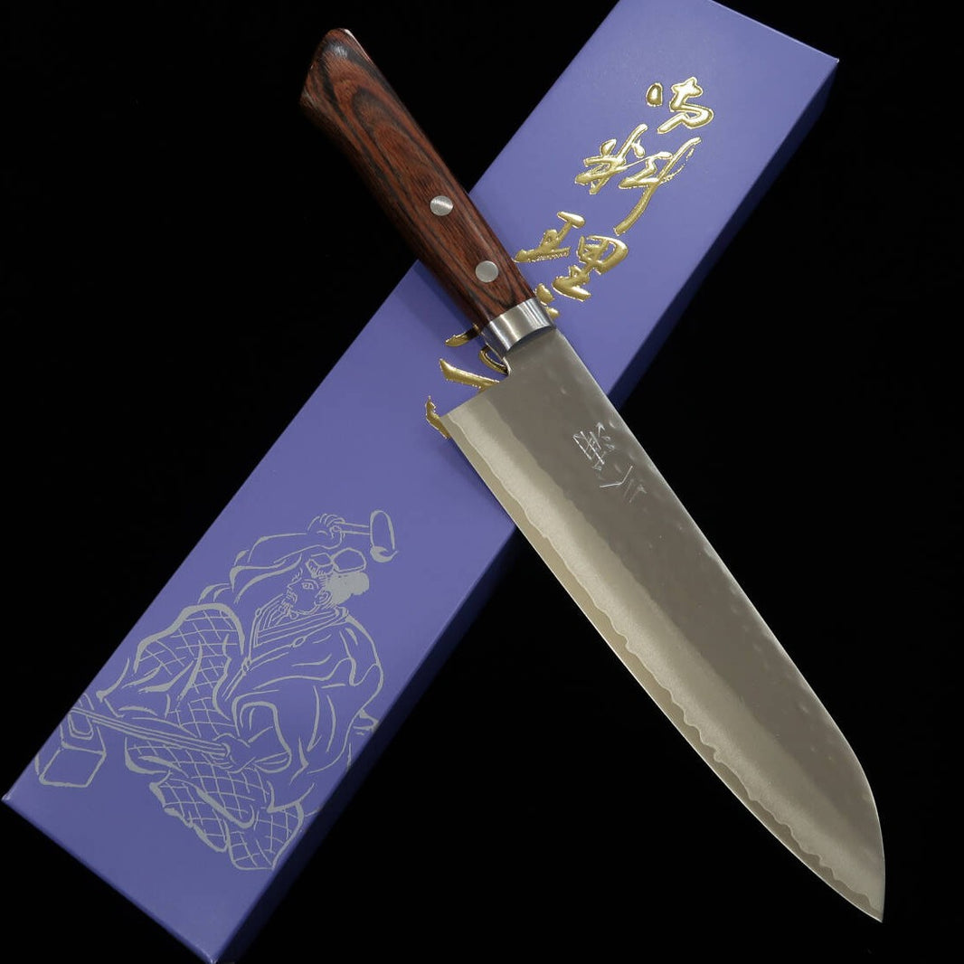 MIURA Gyuto Kiryu VG10 Damasco Martelado Cabo de Mogno (185mm)