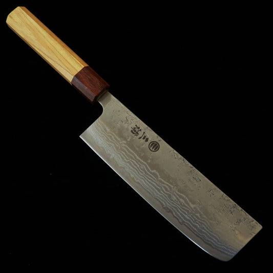 Miura Nakiri (Vegetable Knife), Swedish Steel, Damascus Steel with Keyaki Handle (165mm)
