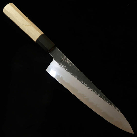 SAKAI KIKUMORI Gyuto, White Steel No. 2, Kurouchi with Magnolia Octagonal Handle (210mm)