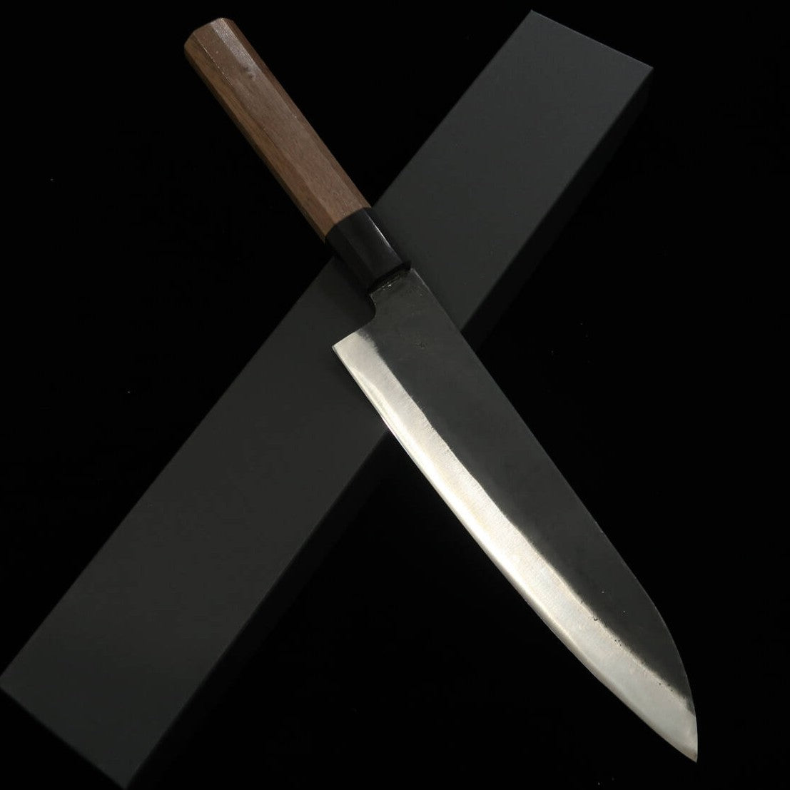 MIURA Gyuto Aogami n.º 1 Acabado kurouchi Mango octogonal de nogal (210 mm)