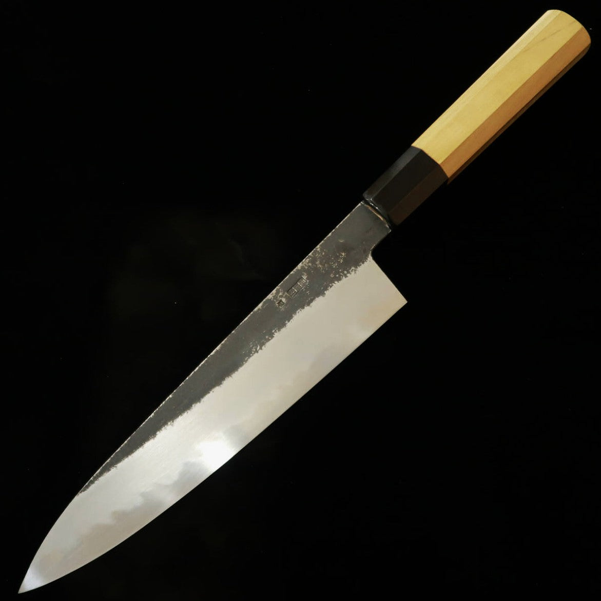 堺菊守SAKAIKIKUMORI 菊月 黒 牛刀 白紙二号 黒打ち 朴八角柄（210mm）