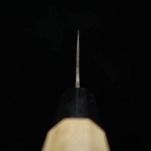 Miura Bunka, acier Aogami n°1, acier inoxydable cladding, finition kuro-uchi, manche octogonal en bois de buffle et magnolia (190 mm).