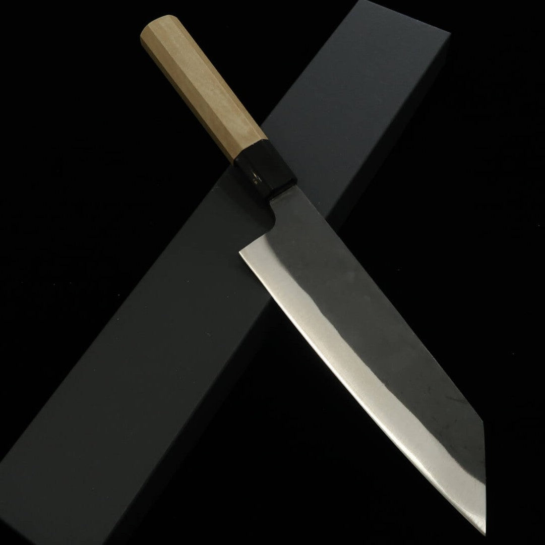 MIURA Bunka Aogami No. 1 Stainless Clad Black Finish with Water Buffalo and Magnolia Octagonal Handle (190mm)