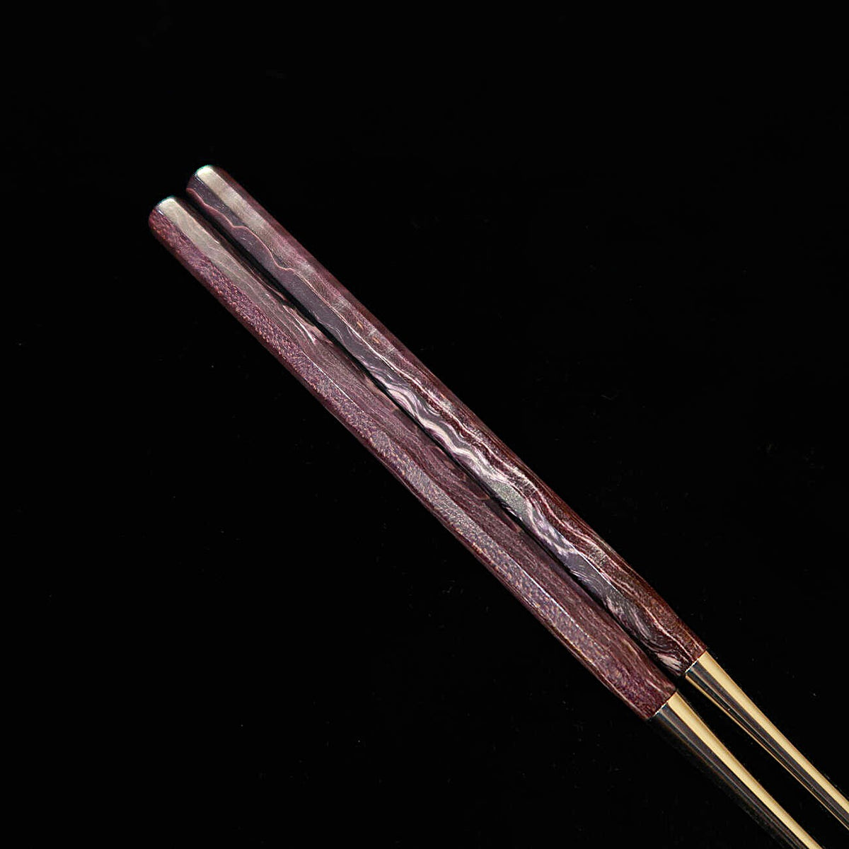 三浦 MIURA 盛り箸 紫スタビライズウッド柄 鞘付き（150/180mm）