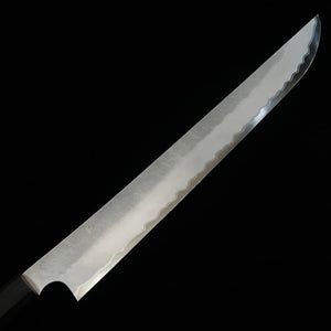 Nigara Hamono NIGARA Aogami Super Martelé Fini sablé Sakimaru Sujihiki Manche octogonal en teck (300 mm)