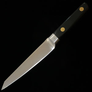 MISONO EU Carbon Steel Honesuki Round Boning Knife, Black Composite Wood Handle (145mm)