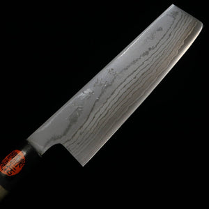 田中一之刃物製作所 SHIGEKI TANAKA 菜切 VG10 ダマスカス 水牛朴栗型柄（170mm）