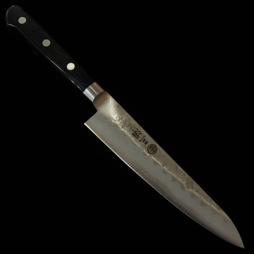 Miura MIURA Petty Acero Gingami nº3 Acabado nashiji Mango de laminado negro con guarda (135 mm)
