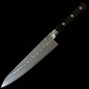 MIURA Petty Acier Gin-san Fini Nashiji Manche en bois stratifié noir avec tsuba (135mm)