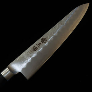 MIURA Petty Acier Gin-san Fini Nashiji Manche en bois stratifié noir avec tsuba (135mm)