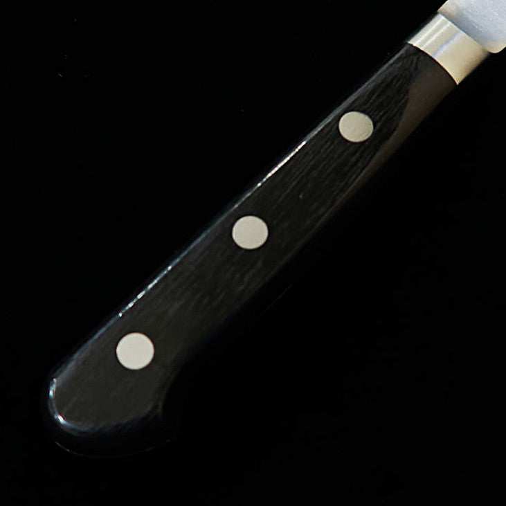 MIURA Petty Acier Gin-san Fini Nashiji Manche en bois stratifié noir avec tsuba (135mm)