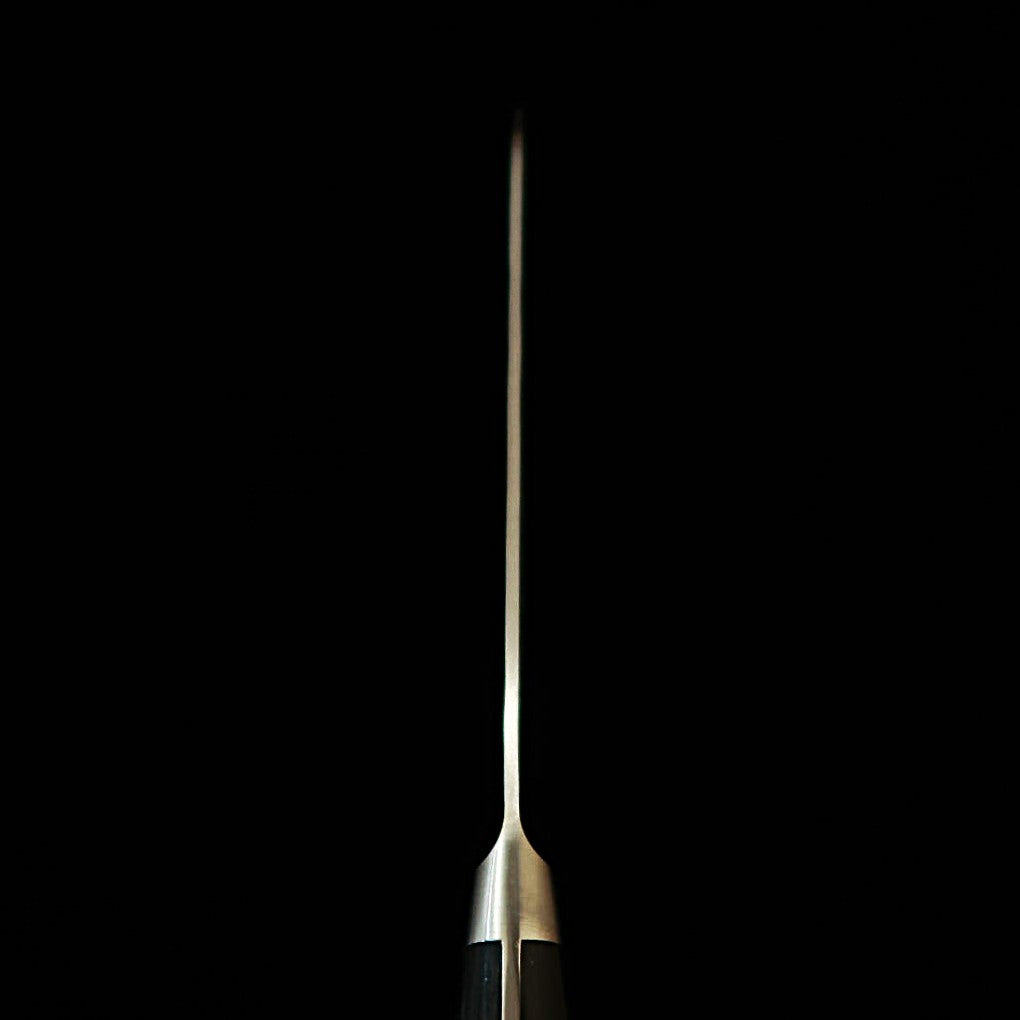 MIURA Petty Acier Gin-san Fini Nashiji Manche en bois stratifié noir avec tsuba (135mm)