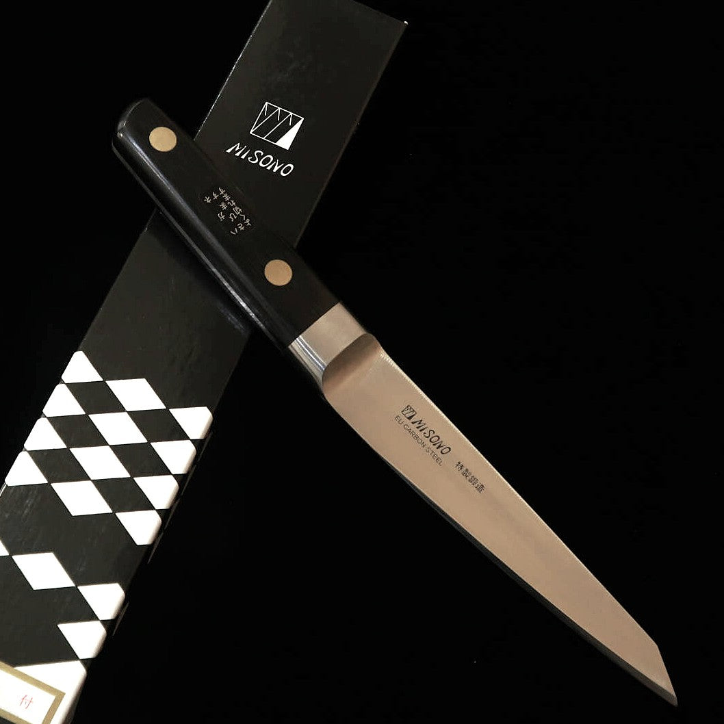 MISONOミソノ 骨スキ 丸型 EUカーボン鋼 黒合板柄（145mm）