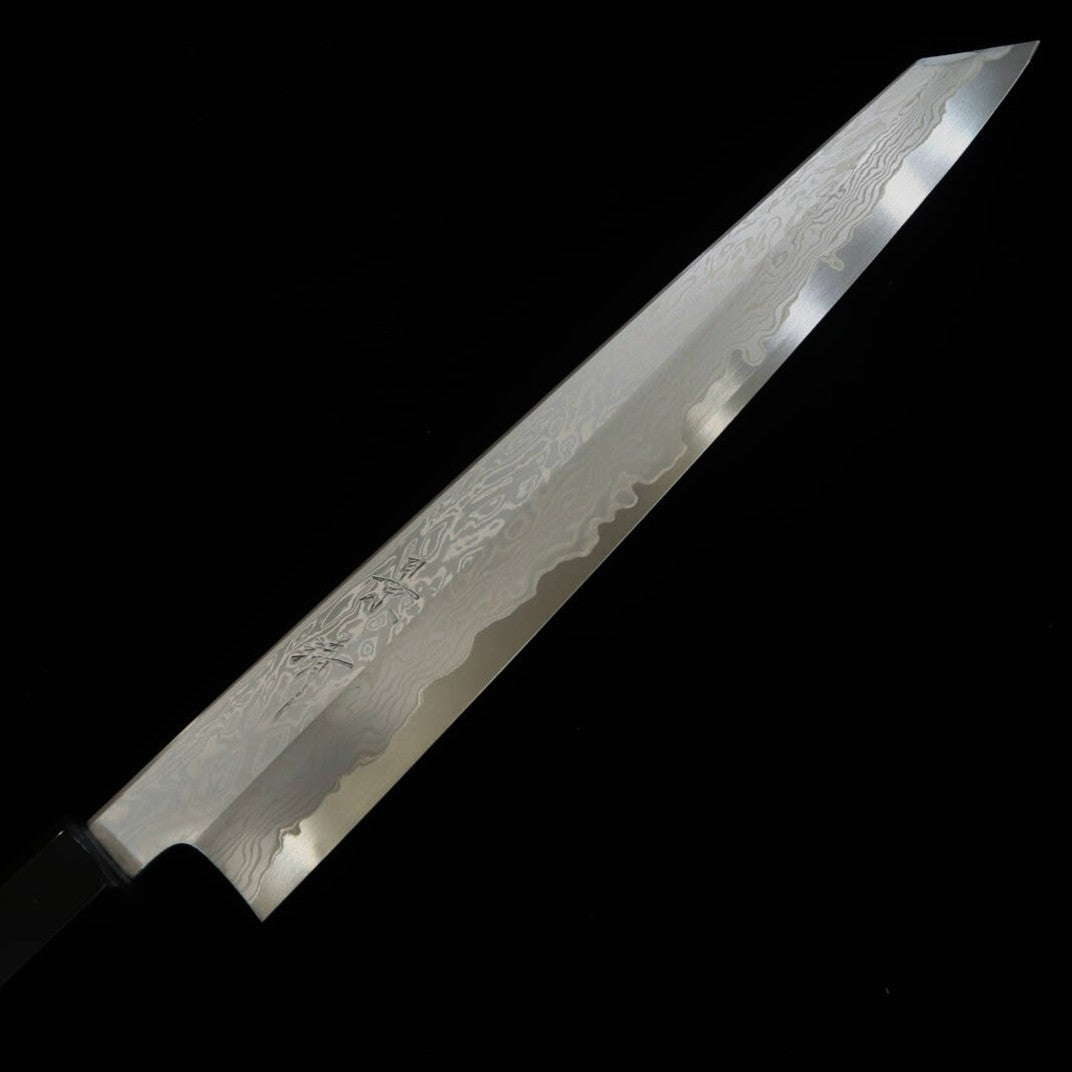 Kagekiyo KAGEKIYO Wa Kirituke Sujihiki Aogami nº1 Damasco inoxidable mango Hirame (270 mm)