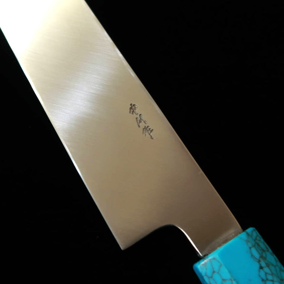 三浦佩MIURA Obidama 柳刃 VG10 鏡面仕上げ カスタムハンドルターコイズ（300mm）