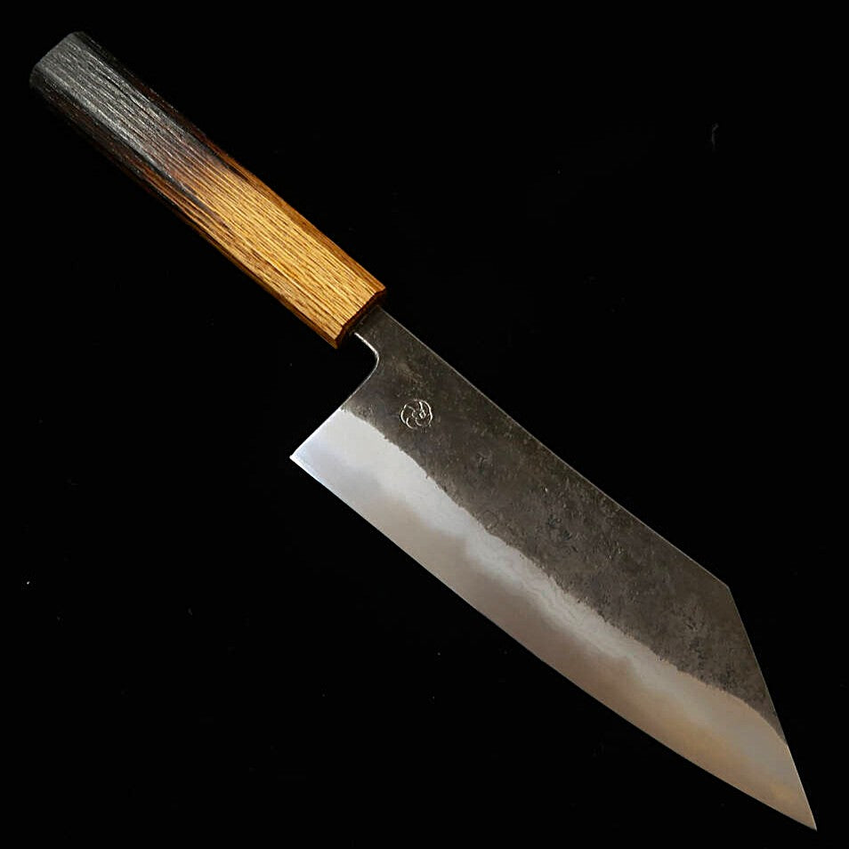 Miyazaki Kajiya MIYAZAKI KAJIYA Aogami #2 Aço multicamadas hon-warikomi - Tsubaki - Santoku Kiritsuke Cabo de carvalho laqueado (185 mm)