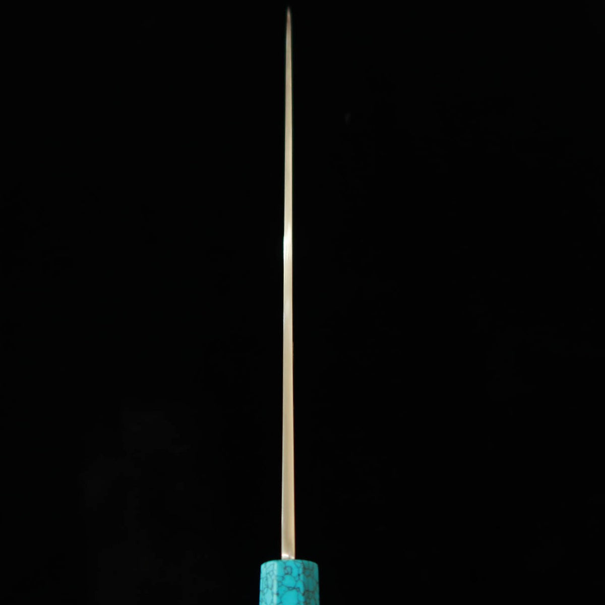 MIURA HAKU – Obidama yanagiba VG10, finition miroir, manche custom turquoise (300 mm)