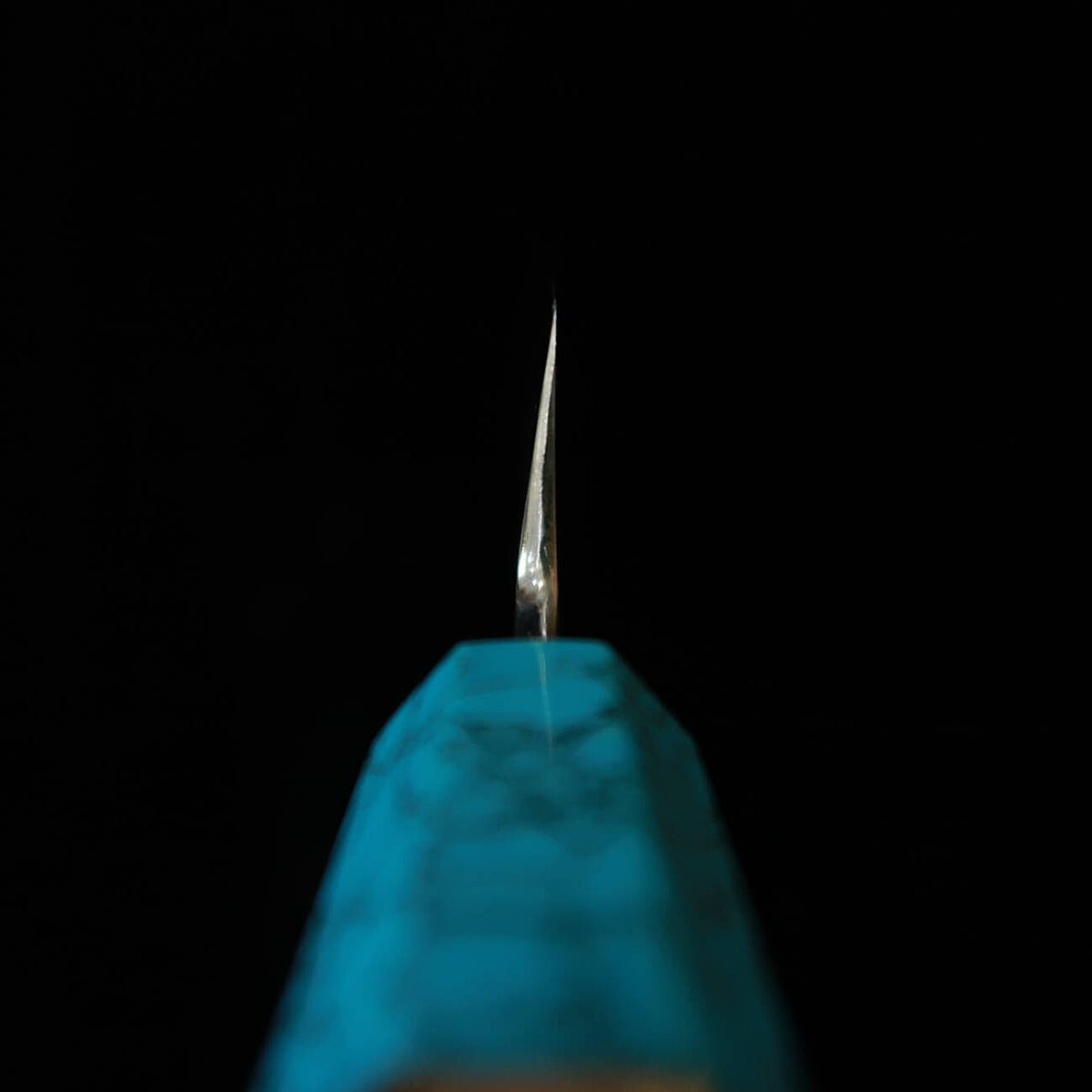 MIURA HAKU – Obidama yanagiba VG10, finition miroir, manche custom turquoise (300 mm)