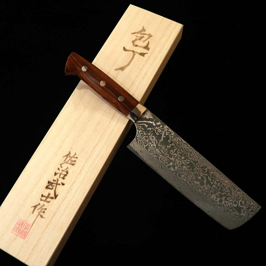 SAJI TAKESHI Nakiri R2 Damascus Ironwood (180mm)