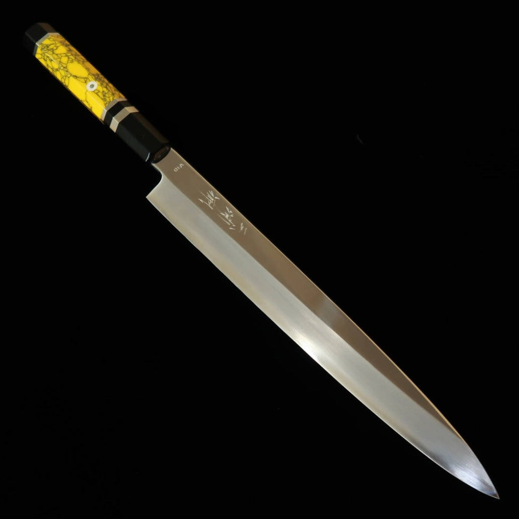 MIURA Obidama Yanagiba, VG10 Mirror Polish with Custom Yellow Handle (270mm)