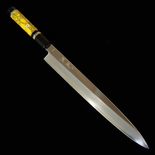三浦佩MIURA Obidama 柳刃 VG10 鏡面仕上げ カスタムハンドル イエロー（270mm）