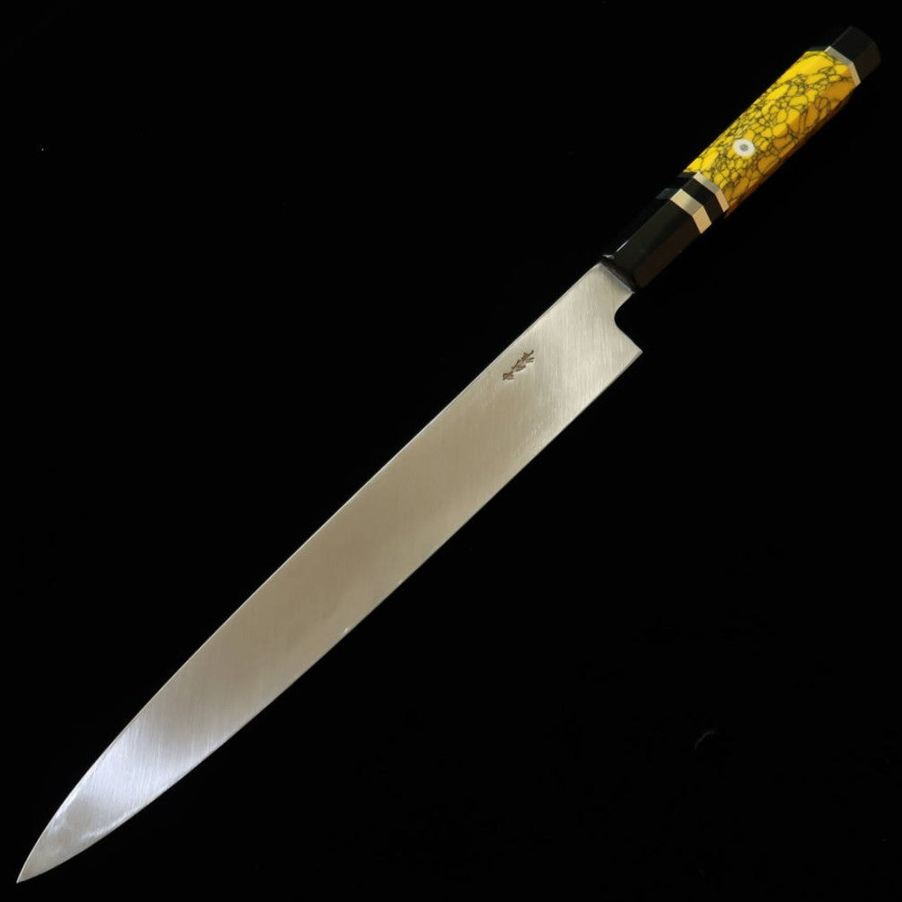 MIURA Obidama Yanagiba, VG10 Mirror Polish with Custom Yellow Handle (270mm)