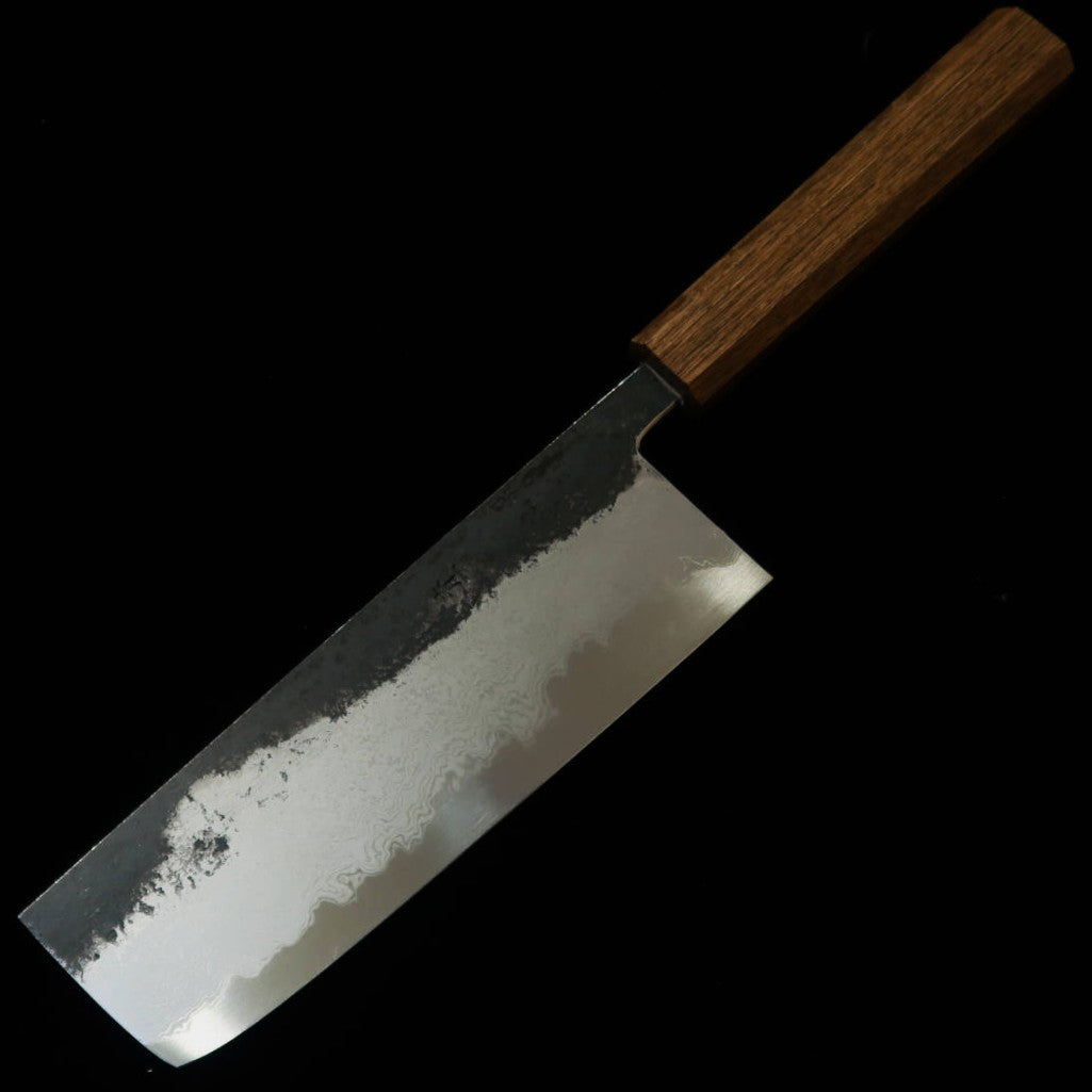 HADO Aogami No.1 Acabamento Preto Damasco Nakiri Cabo Octogonal de Carvalho Preto (165mm)