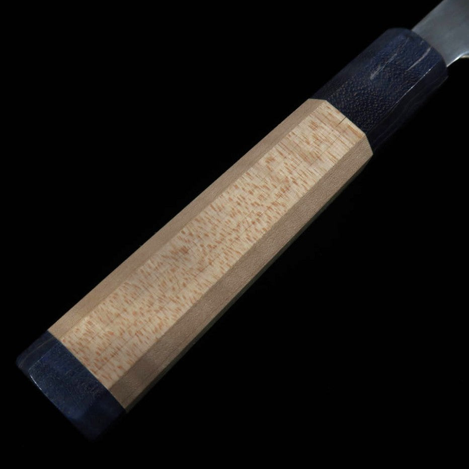 三浦MIURA 光 牛刀 SLD 磨き 両輪メープル柄 -青- （195mm）