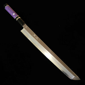 Miura MIURA Obidama Yanagiba ponta arredondada VG10 Acabamento espelhado Cabo customizado roxo (300 mm)