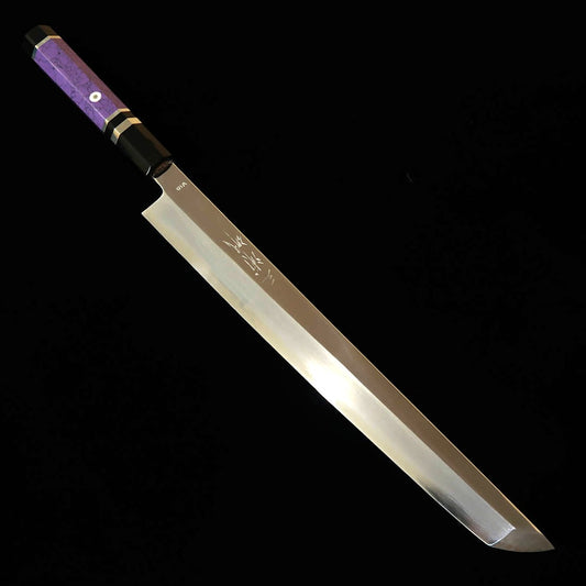 MIURA Obidama Sakimaru Yanagiba, VG10 Mirror Polish with Custom Purple Handle (300mm)